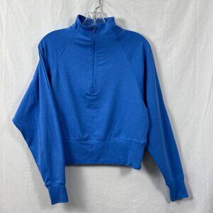 Danskin Pullover Womens Sz XS Blue 1/4 Zip Mockneck Crop Sweatshirt Activewear